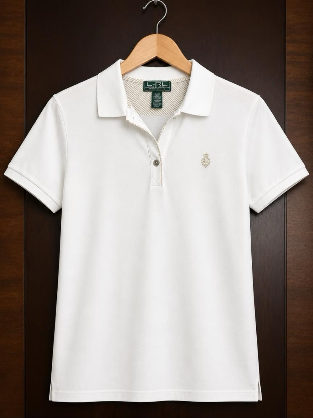 Lauren Ralph Lauren Active Women’s XL White Polo Shirt Crest Logo 100% Cotton